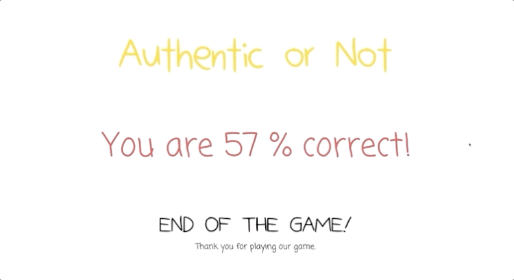Animated game result screen